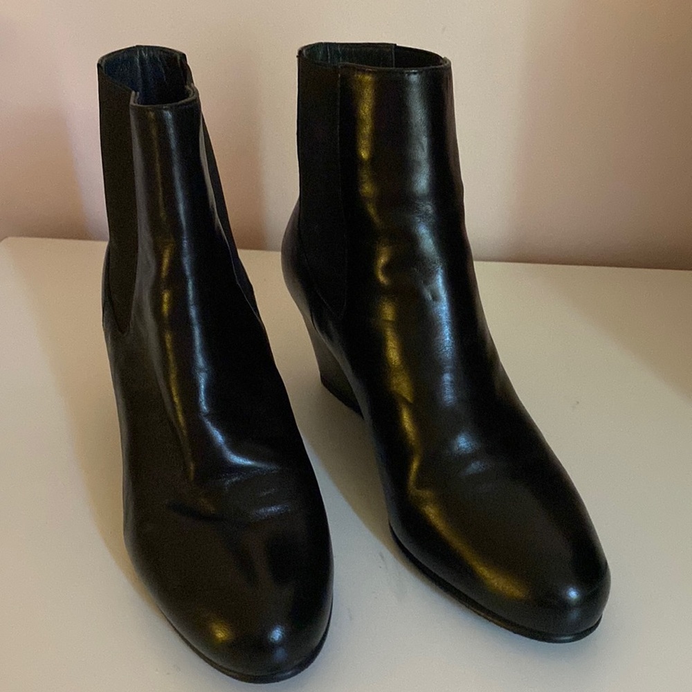 Stuart Weitzman NWT Nusocks Black Nappa Leather wedge-heel ankle booties